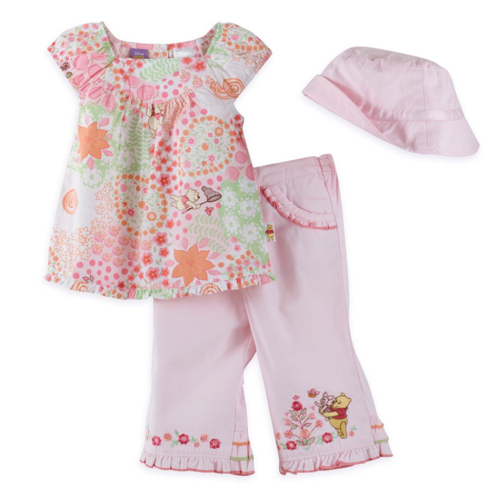 Winnie the Pooh Toddler Girl's Printed Woven Pink Capri Set