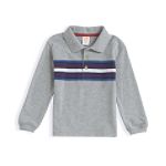 TKS Toddler Boy's Long Sleeve Striped Pique Polo