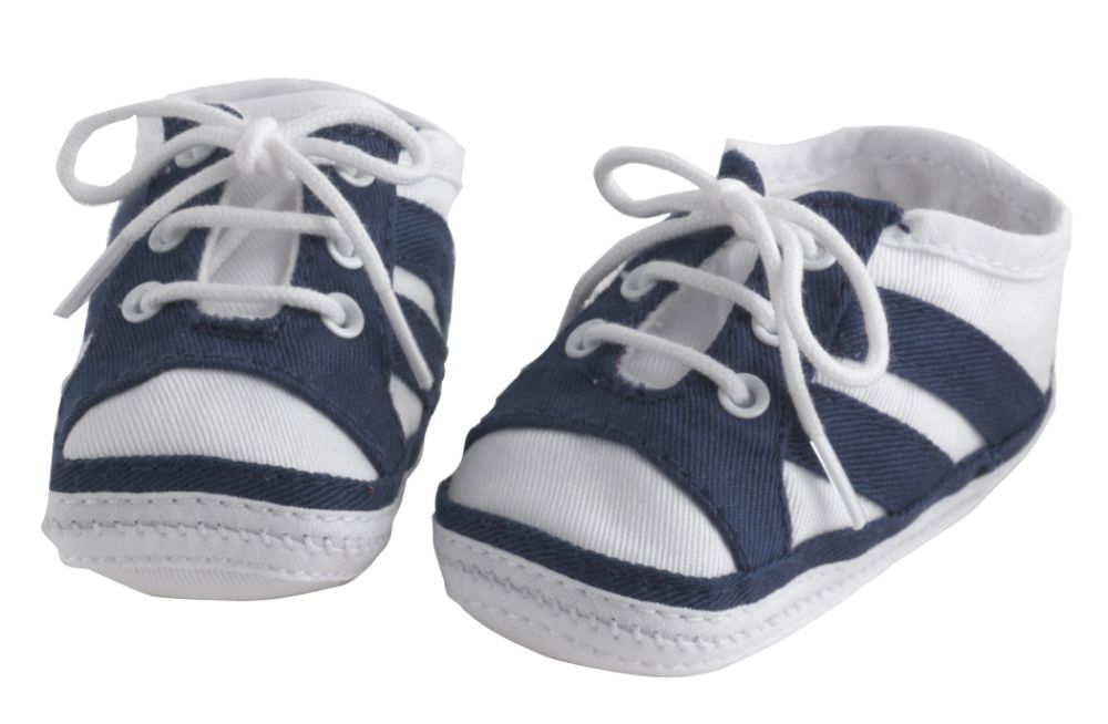 Little Wonders White/Navy Athletic Crib Shoe