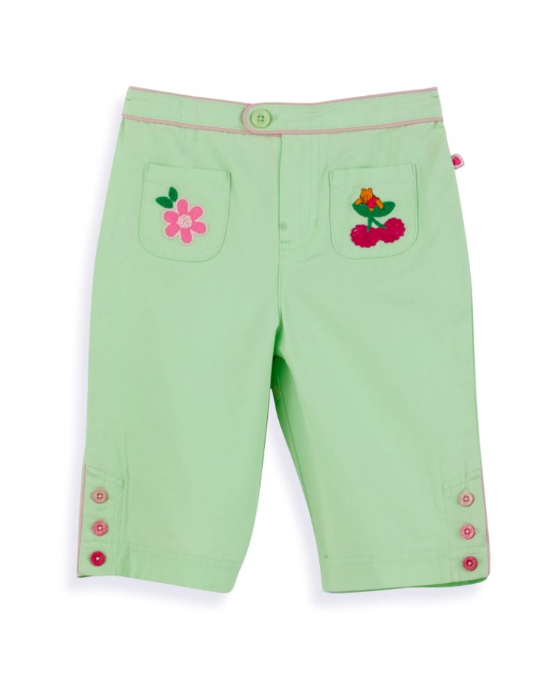 Winnie the Pooh Toddler Girl's Canvas Capri with Pooh Embroidery