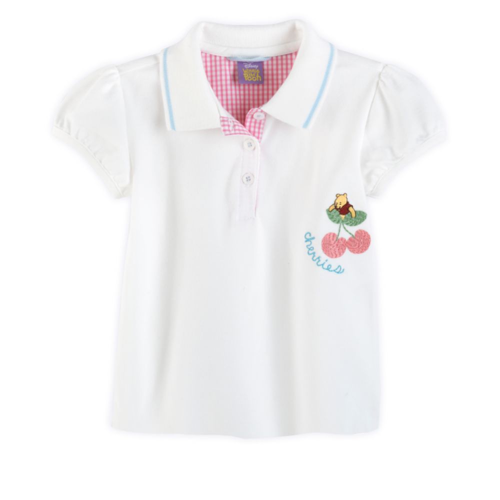 Winnie the Pooh Toddler Girl's Polo Shirt With Cherries Embroidery