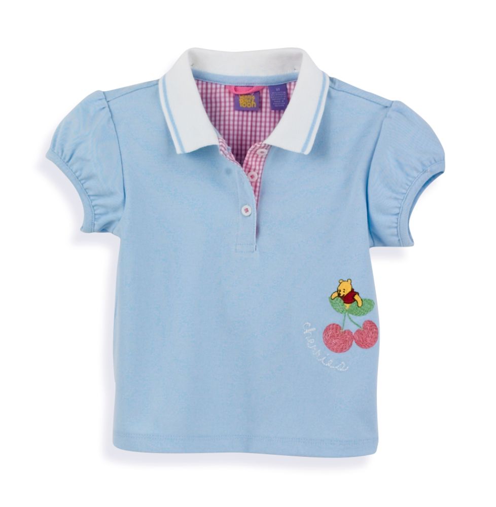 Winnie the Pooh Toddler Girl's Polo Shirt With Cherries Embroidery