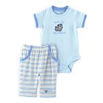 Carter's Boy Knit Pantset- Blue Bodysuit, Striped Pant