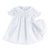 Christening Short Dress, Peter Pan Collar, With Cap
