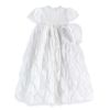 Christening Long Dress with All-Over Gathering, with Cap
