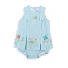 Girl's Sleeveless Sunsuit, Flower Embroidery