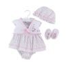 Girl's Satin Hanger Skirted Romper Set, Bolero, Hat, Booties