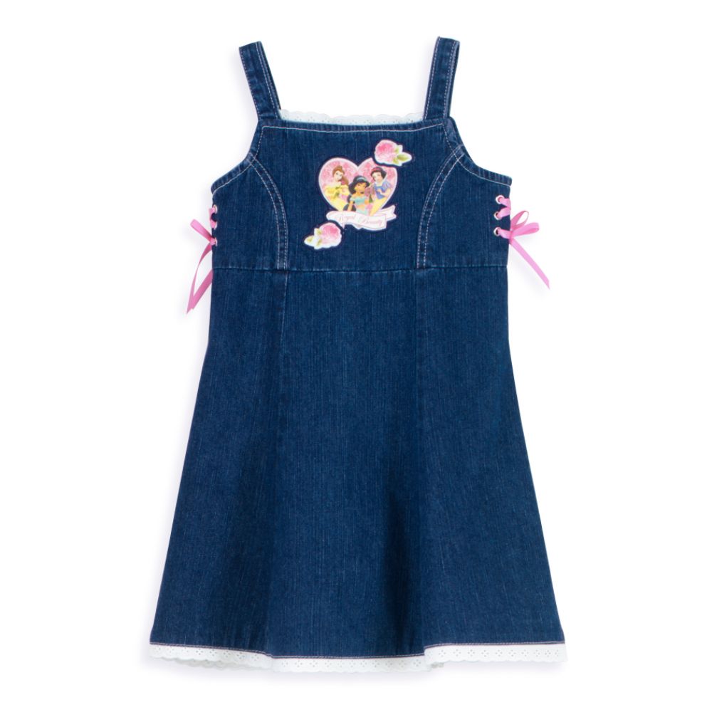 Disney Toddler Girl's Short Sleeve Denim Princess Dress with Bows