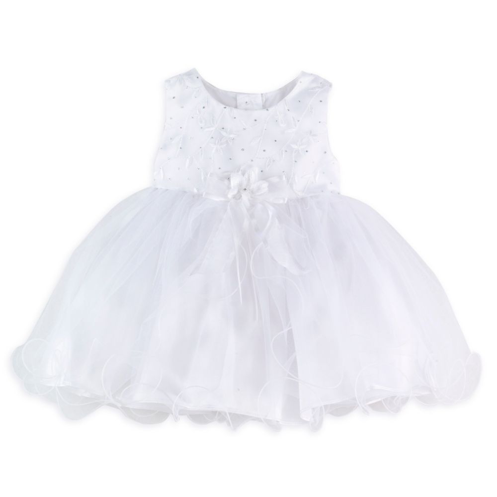 Muneca Infant Girl White Dress with Silver Glitter