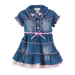 Youngland Infant Short Sleeve Denim Western Dress, Matching Panty