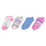 TKS Girl's 7-16 4 Pack Hearts and Stripes No Shows