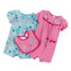 Newborn Girl 2-Pack Rompers with Bib