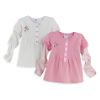 Toddler Girl's Long Sleeve Faux Layered Placket Knit Top
