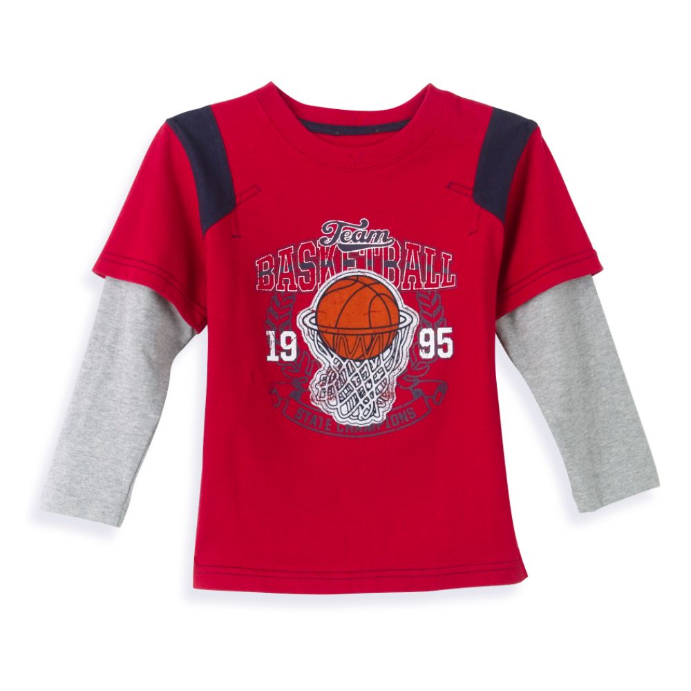 TKS Infant Boy's Layered Long Sleeve Active Top - Basketball