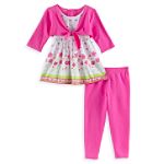 Kids Play Infant Girl's 2 Piece Mock Shrug Tunic with Floral Border And Leggings