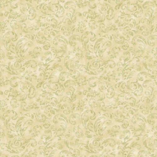 Imperial Wallpaper - 56 sq. ft. Beige & Green Scroll - AG042713