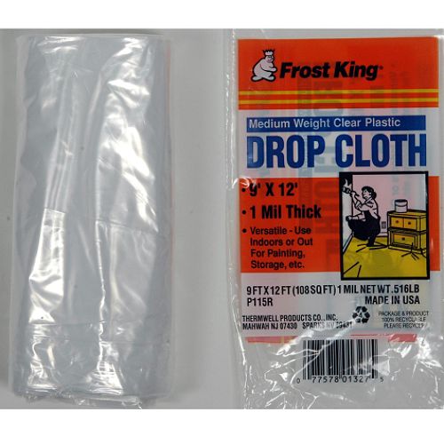 Frost King Medium Weight Plastic Drop Cloth  9 x 12 ft. - Clear - P115R Best Price