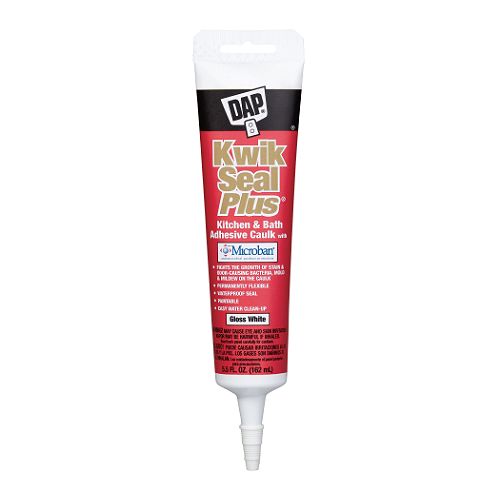 DAP KWIK SEAL PLUS Premium Kitchen & Bath Caulk w MICROBAN , White - 5.5 fl. oz. - 18526 by 