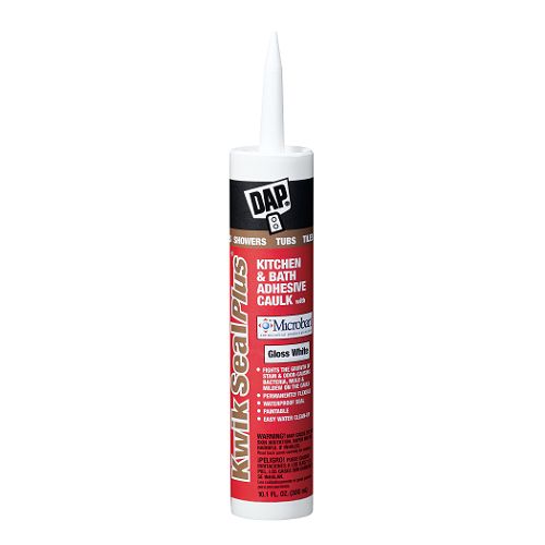 DAP KWIK SEAL PLUS Premium Kitchen & Bath Caulk w MICROBAN , White - 10.1 fl. oz. - 18510 by 