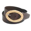 Leather Belt with Straw Buckle