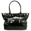 Black Patent Pyramid Tote