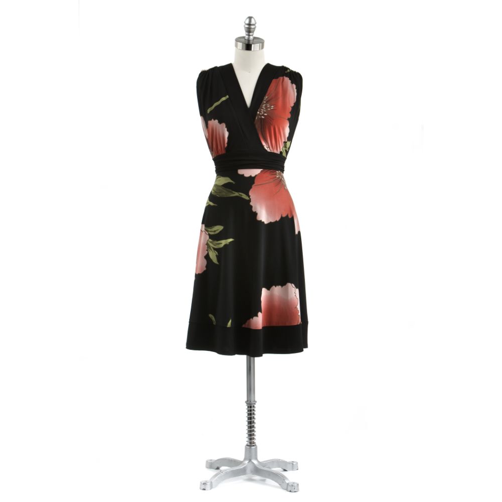 ROULETTE Double V-Neck Printed Dress
