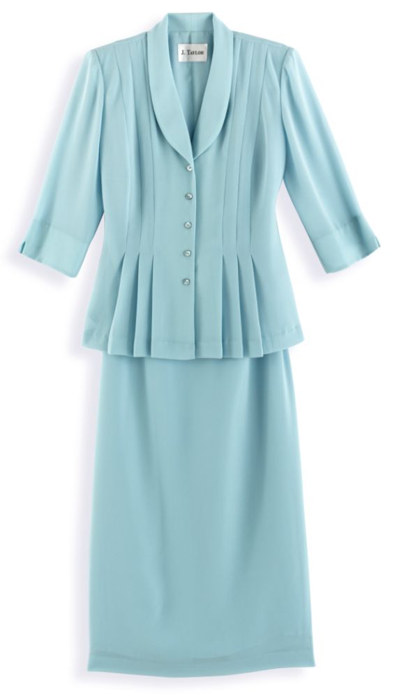 J Taylor Women's Plus 2 Piece, 3/4 Sleeve Skirt Set