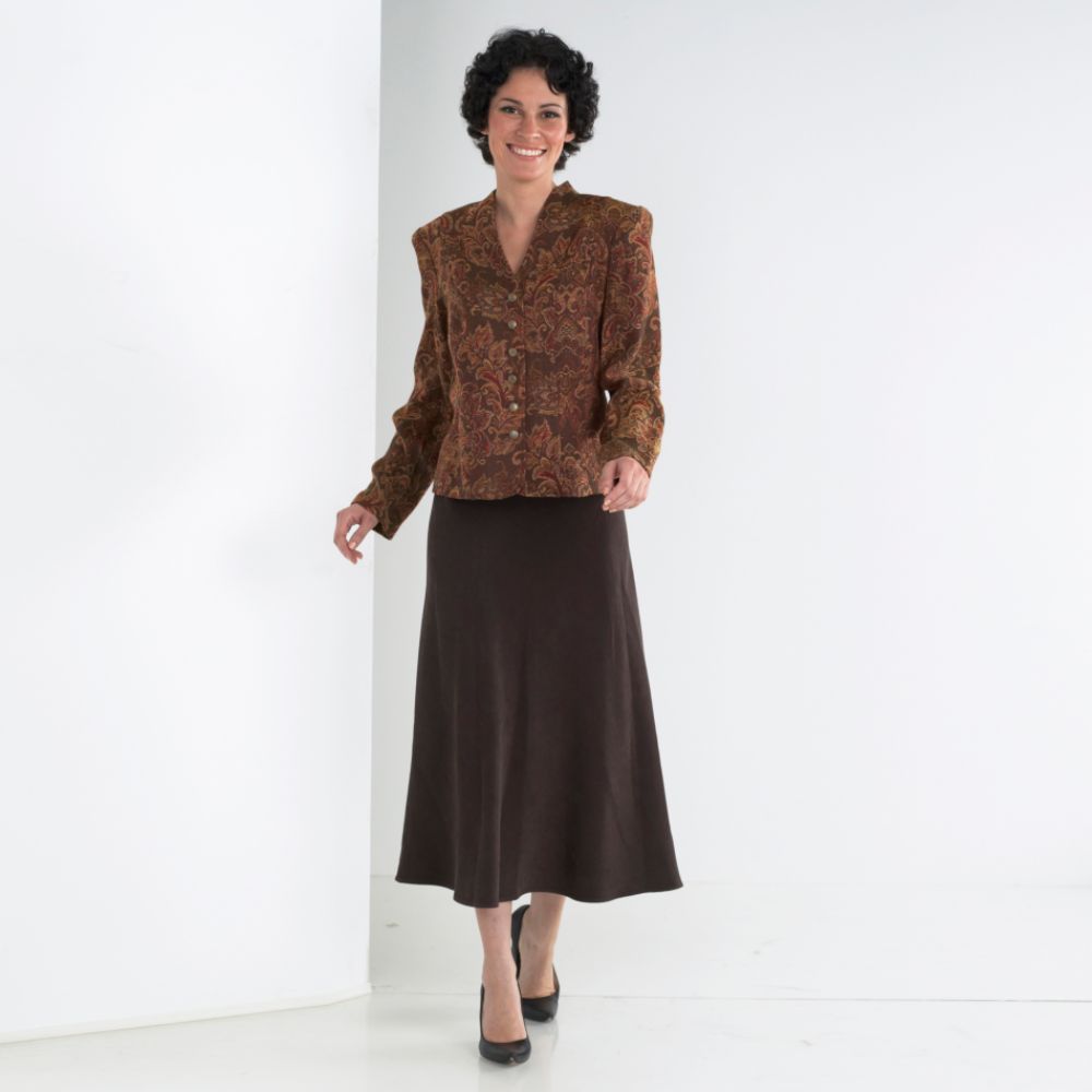 Women's Plus 2 Piece Skirt Set with Brocade Jacket