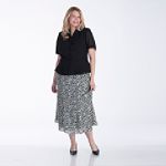 J Taylor Women's 16W to 26W 2 Piece Short Sleeve Solid / Print Pebble Skirt Set