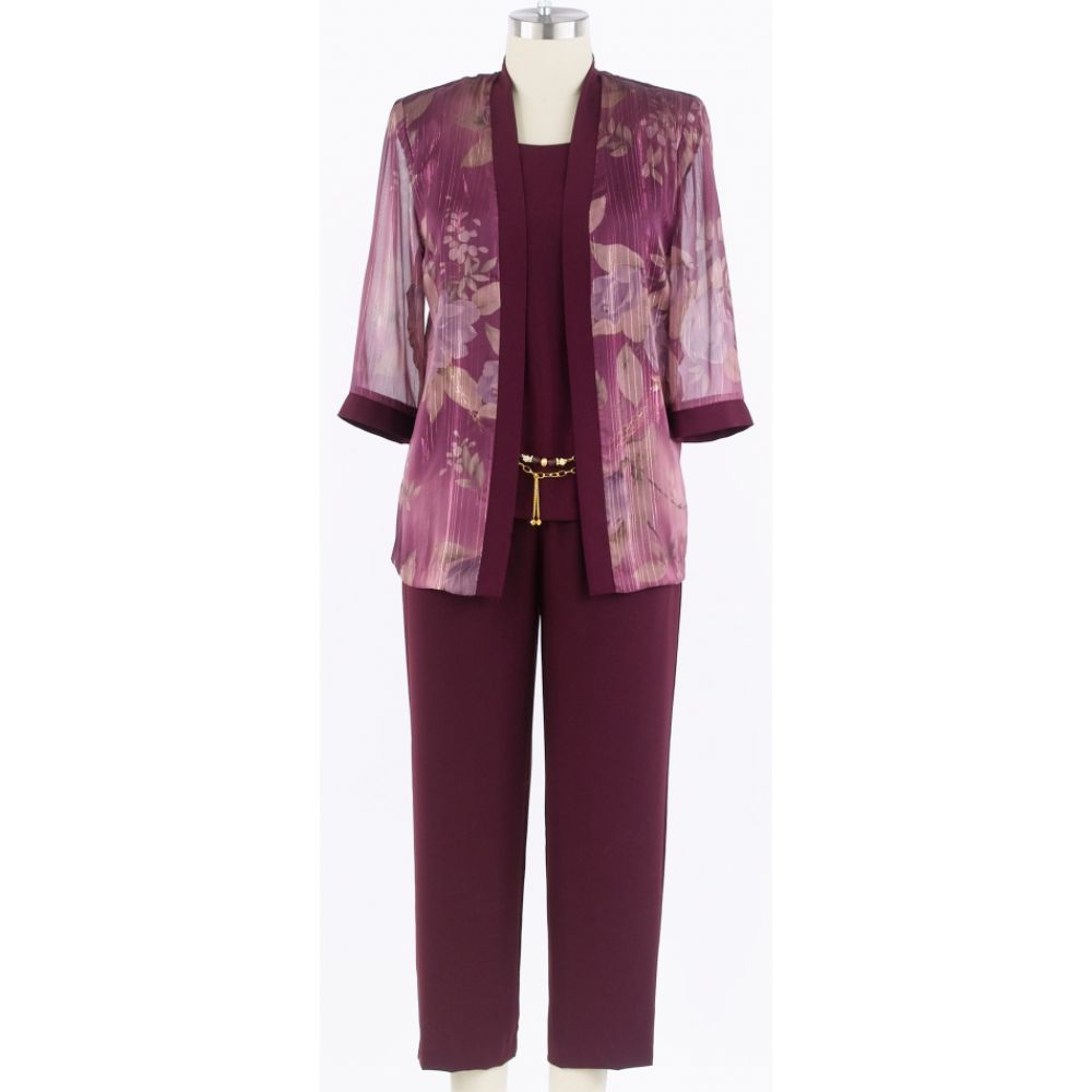 Kathy Roberts Women's Plus Satin Stripes Pant Suit