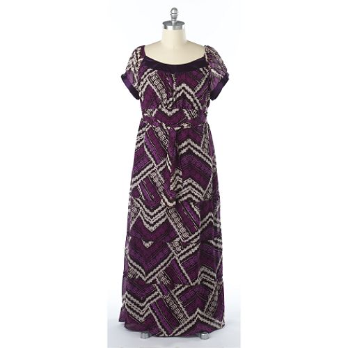 Robbie Bee Women's Plus Magneta Printed Maxi