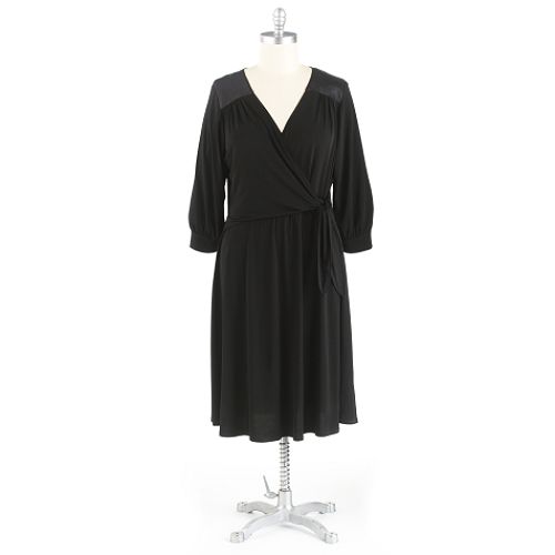 Sally Lou Fashions Women's Plus 3/4 Sleeve Wrap Front Dress