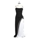 DJ Jazz Side Ruffle Drape Neck Black White