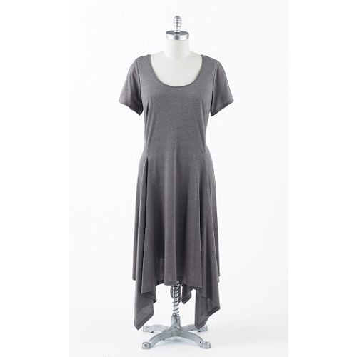 Robbie Bee Women's Plus Short Sleeve Uneven Hem Dress