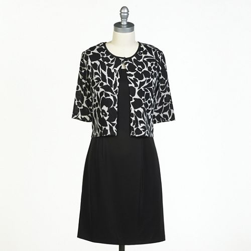 Connected Apparel 3/4 Sleeve Sweater Printed Dress