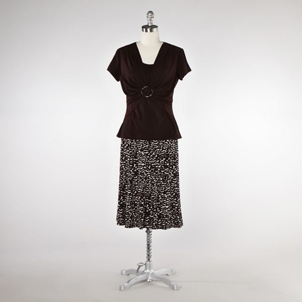 Connected Apparel Women's 2 piece Top Skirt Set