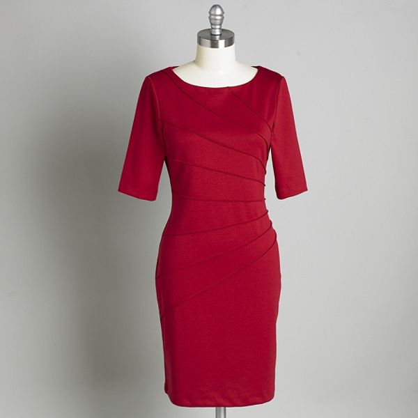 Connected Apparel Women's Elbow Sleeve Sunburst Dress