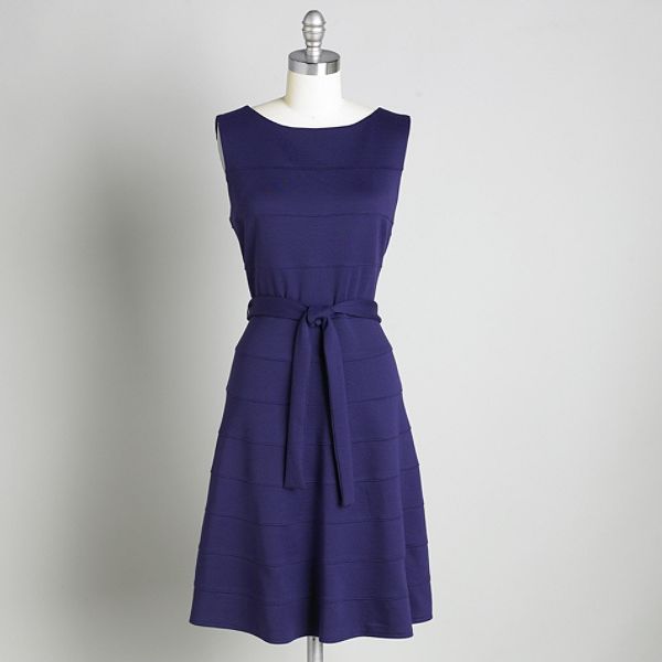 Connected Apparel Women's Sleeveless Vertical Texture Ponte Dress