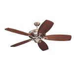 "Monte Carlo Fan Co. 60"" 5-Blade Ceiling Fan, Brushed Steel Finish, Mahogany Veneer Blades"
