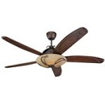 "Monte Carlo Fan Co. Chloe 5 Blade Indoor Ceiling Fan - 66"" Blade Span - Tuscan Bronze Finish"
