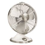 Hunter Fan Co Rockefeller Portable Fan Pearl White w Brushed Nickel Trim Body