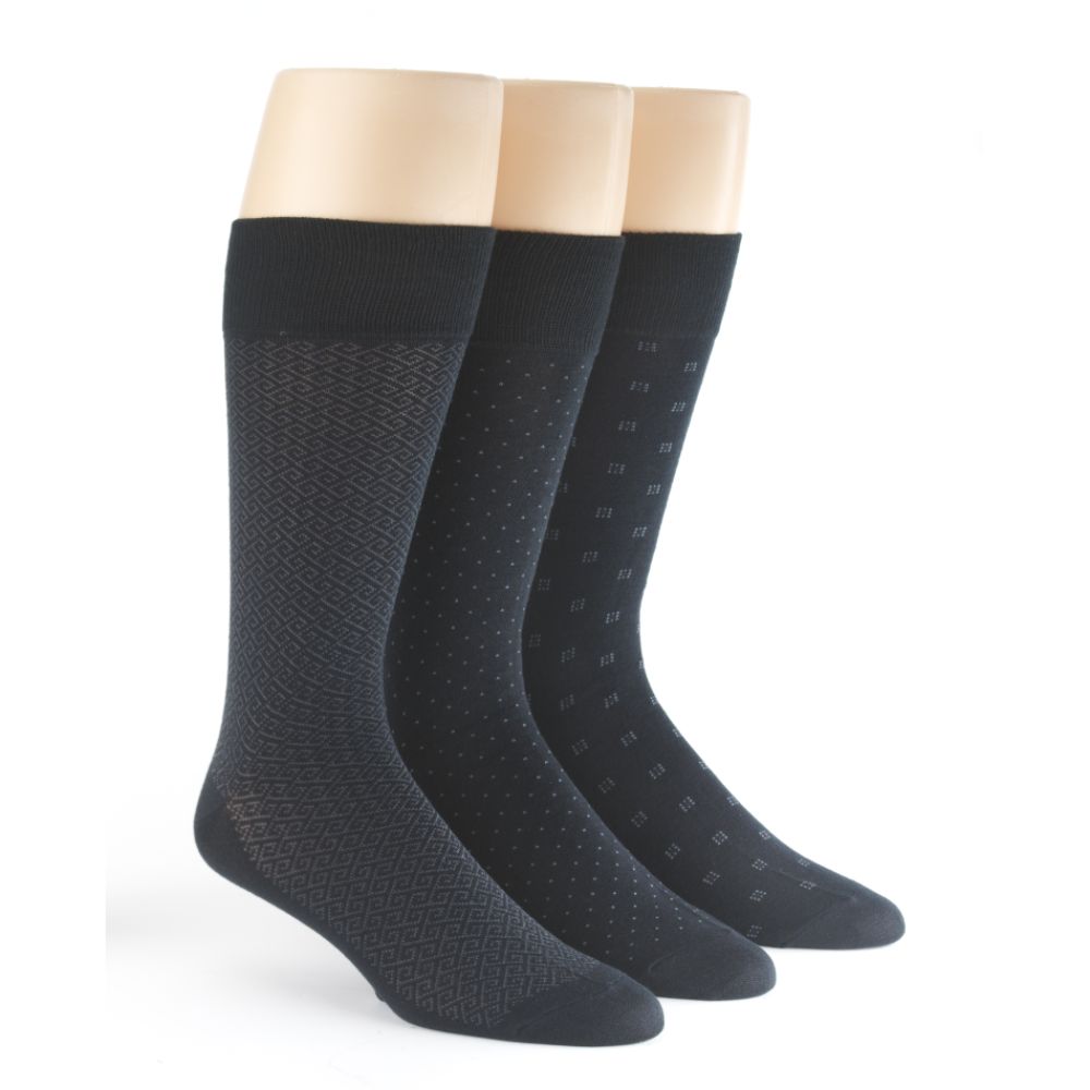 Dockers 3pk Acrylic Textured Dress Sock, in Black, Charcoal, Brown & Navy