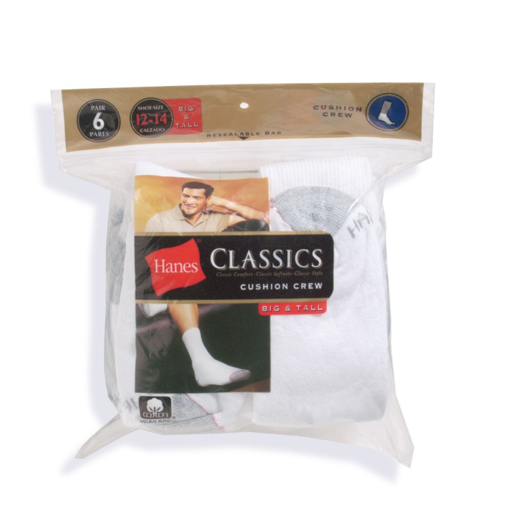 Hanes Classics Crew Socks (Big & Tall) (6-pack)