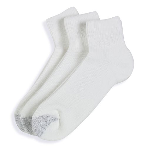 Silvertoe 3pk White High Bulk Acrylic Quarter Sock