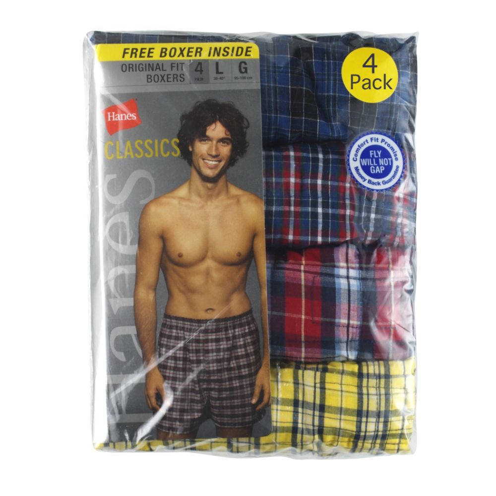 Hanes Classics Assorted Plaid Woven Boxer (4 Pack)