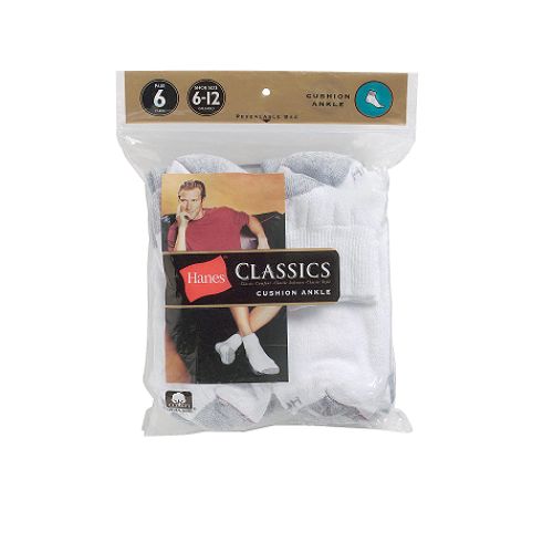 Hanes Classics Cushion Ankle Socks (6 Pack)