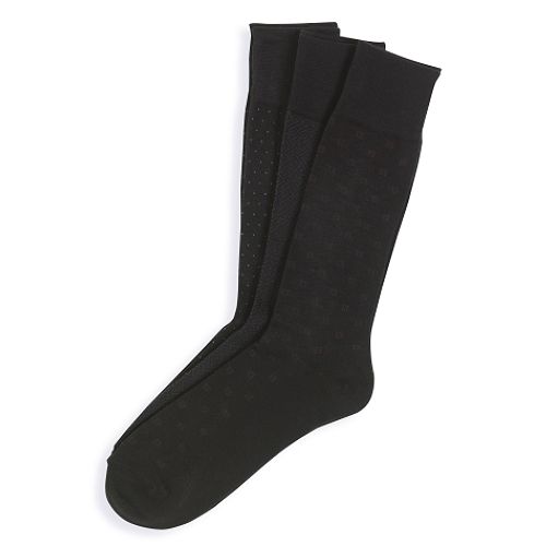Dockers 3pk Acrylic Fancy Dress Socks, in Black, Charcoal, Brown & Navy