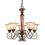 AF Lighting 5-Light Chandelier - Honey Finsh w/ Mottled Alabaster
