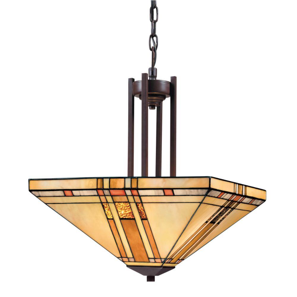 Aztec Lighting Tiffany Mission 3 Light Chandelier - Multi
