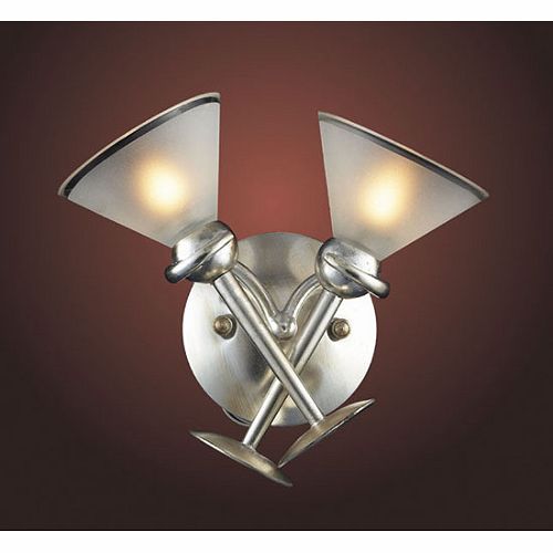 Elk Lighting, 2-Light Wall Sconce, Silver Leaf/Frosted Martini Glass
